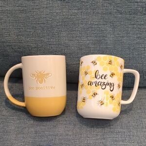 Bee Positive Yellow Ceramic Mug And Bee Amazing Mug